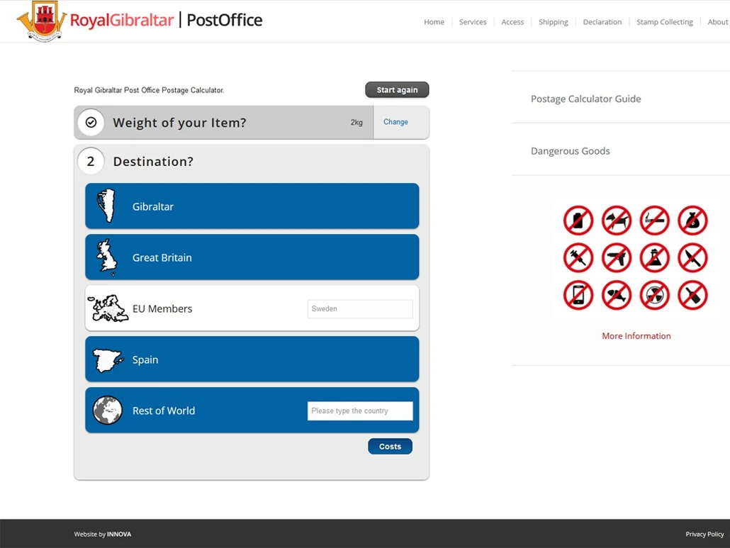 Royal Gibraltar Post Office — archived project screen 2