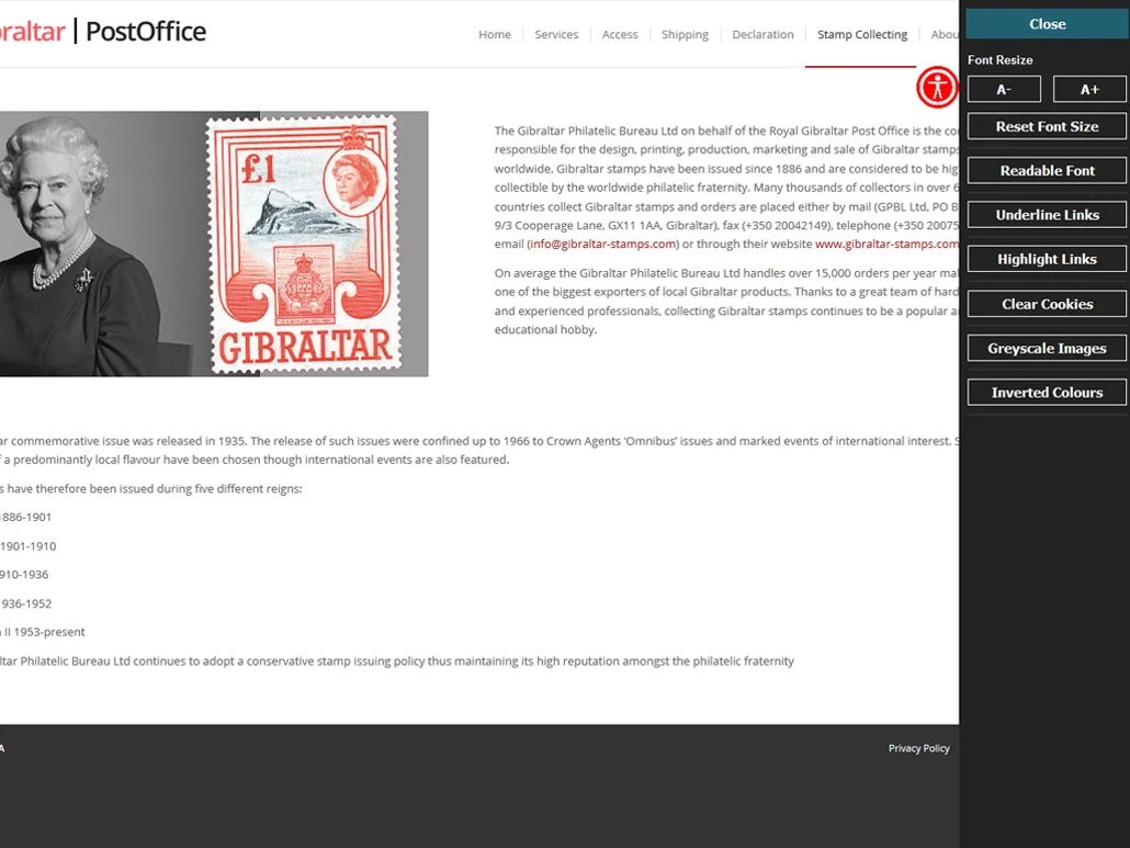 Royal Gibraltar Post Office — archived project screen 3