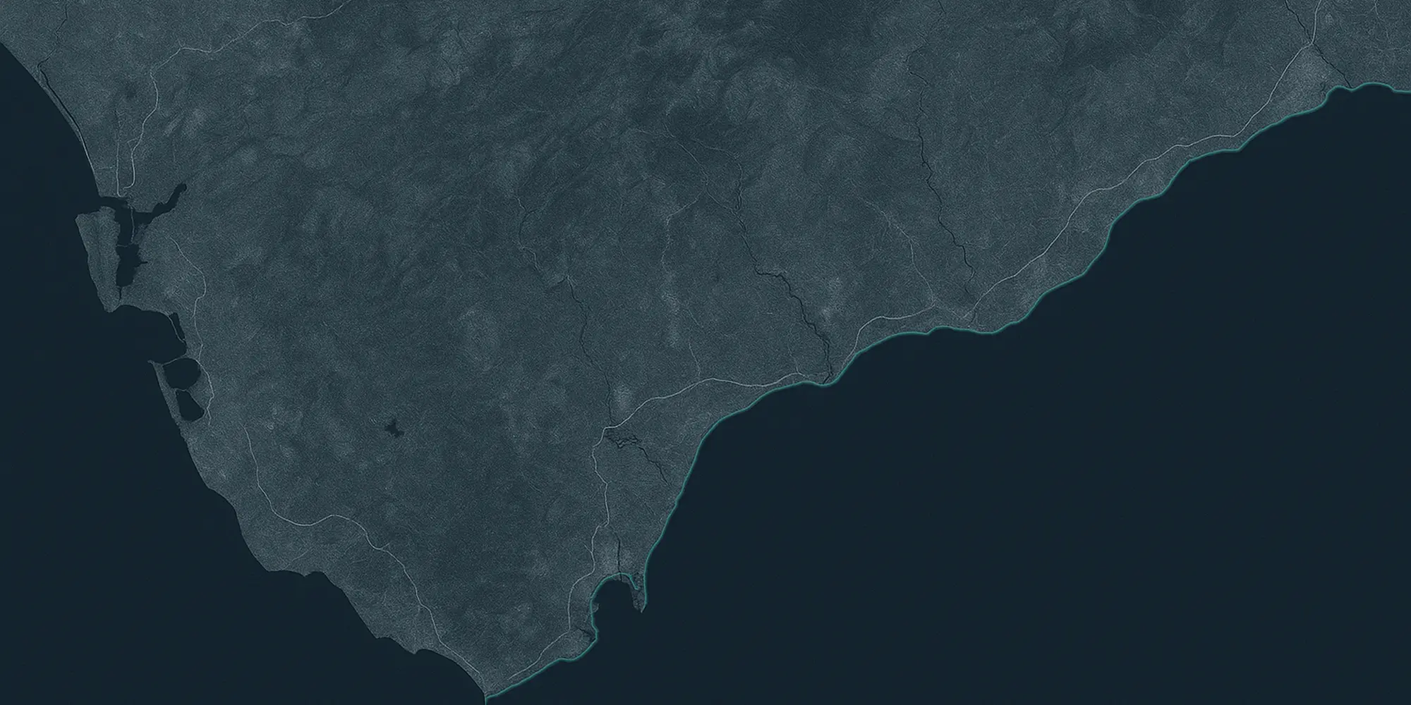Satellite view of Gibraltar, Sotogrande, Estepona to Marbella coastline